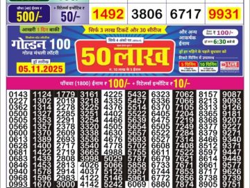 गोल्डन लाटरी का रात 9 बजे का रिज़ल्ट दिनांक 03.11.25 लाटरी सम्बाद टुडे
